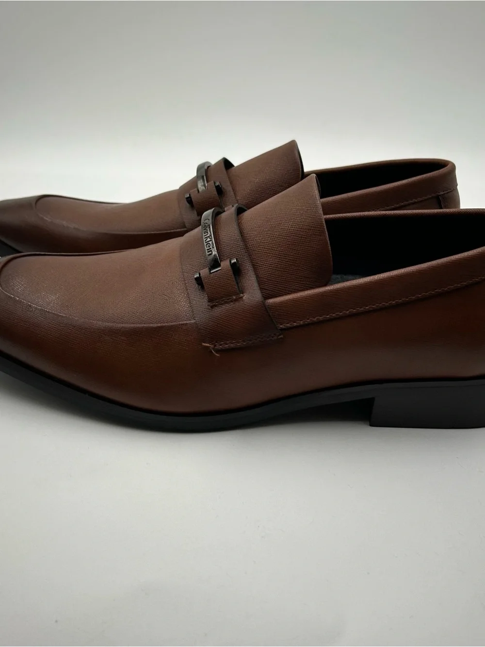 Calvin Klein Men's Brown Leather Slip-On Loafers